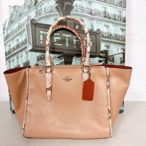 Coach F11751 Crosby Carryall Tote in Nude Pink Multi Python Embossed Leaher